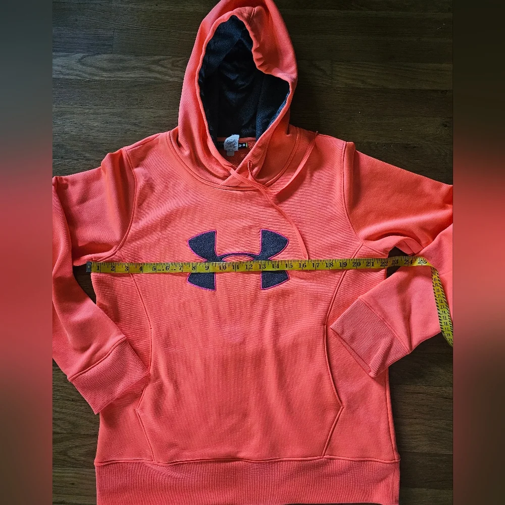 Under Armour Semi Fitted Large Logo Orange Pullover Sweatshirt Womens Size Large - Picture 10 of 14
